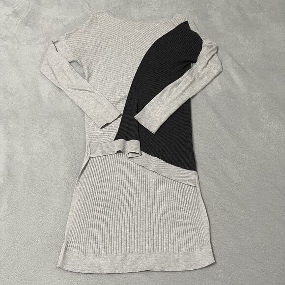 Express Sweaters - Express Sweater Women Small Gray Black Colorblock Two-Tone Asymmetrical Knit